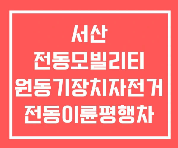 서산 전동모빌리티 원동기장치자전거 전동이륜평행차