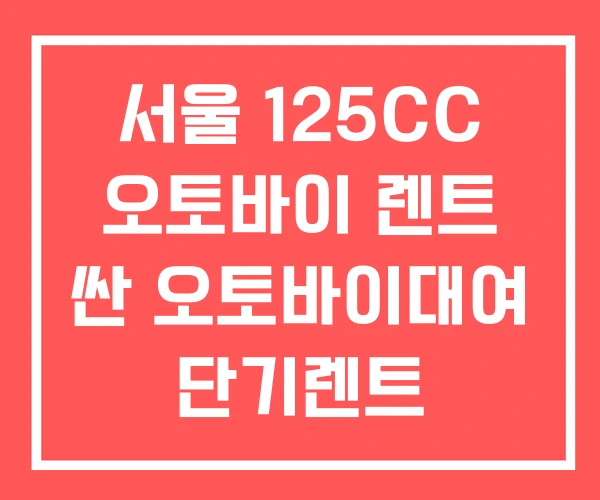서울 125CC 오토바이 렌트 싼 오토바이대여 단기렌트