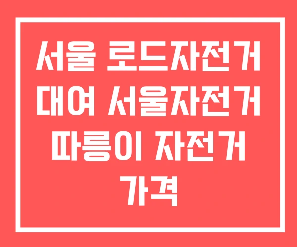 서울 로드자전거 대여 서울자전거 따릉이 자전거 가격