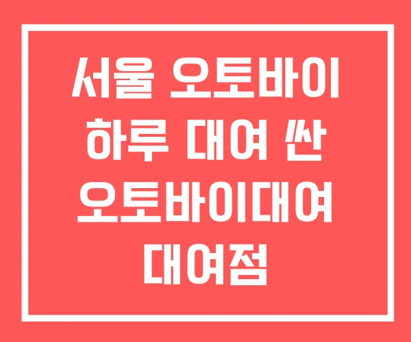 서울 오토바이 하루 대여 싼 오토바이대여 대여점