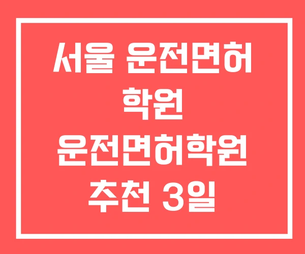 서울 운전면허 학원 운전면허학원 추천 3일