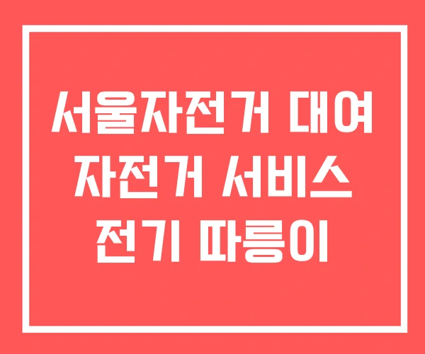 서울자전거 대여 자전거 서비스 전기 따릉이