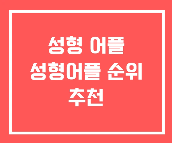 성형 어플 성형어플 순위 추천