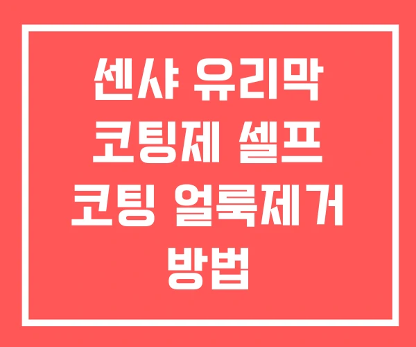 센샤 유리막 코팅제 셀프 코팅 얼룩제거 방법