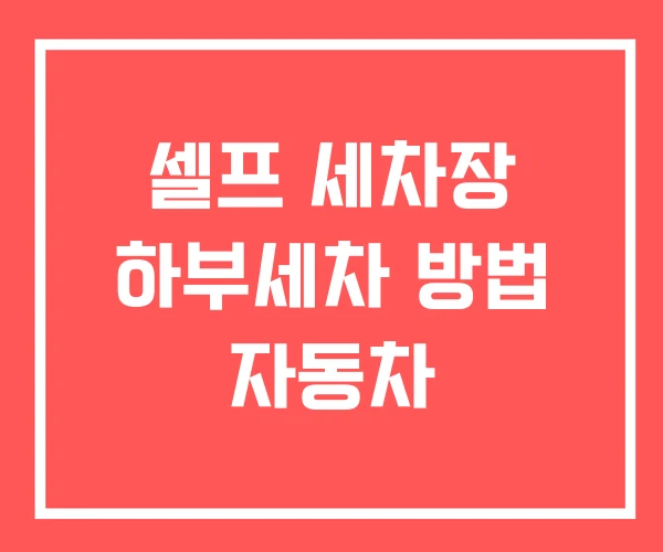 셀프 세차장 하부세차 방법 자동차