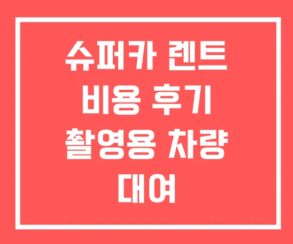 슈퍼카 렌트 비용 후기 촬영용 차량 대여