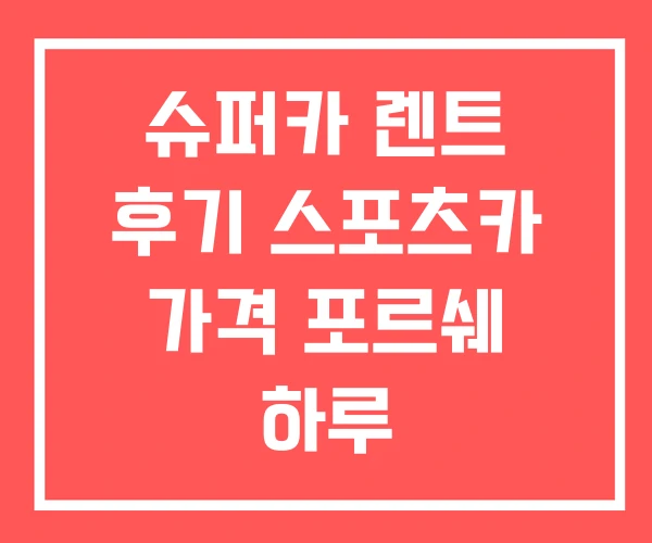 슈퍼카 렌트 후기 스포츠카 가격 포르쉐 하루