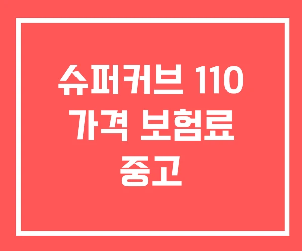 슈퍼커브 110 가격 보험료 중고