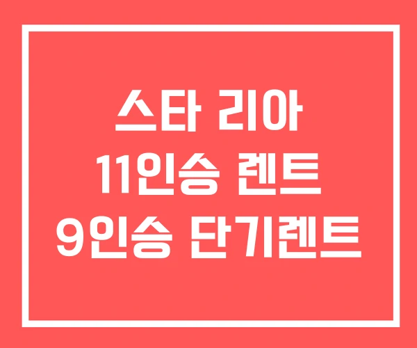 스타 리아 11인승 렌트 9인승 단기렌트 스타 리아 11인승 렌트 9인승 단기렌트