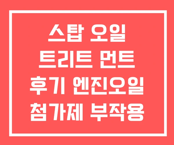 스탑 오일 트리트 먼트 후기 엔진오일 첨가제 부작용 효과