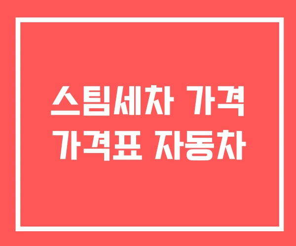 스팀세차 가격 가격표 자동차