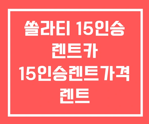 쏠라티 15인승 렌트카 15인승렌트가격 렌트