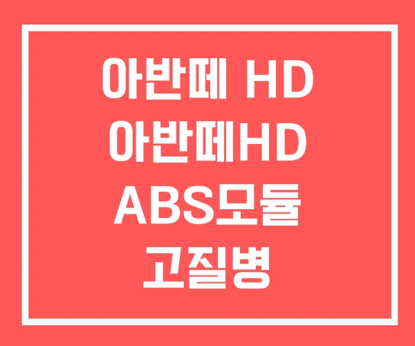 아반떼 HD 아반떼HD ABS모듈 고질병