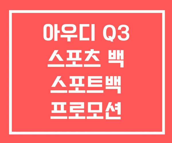 아우디 Q3 스포츠 백 스포트백 프로모션