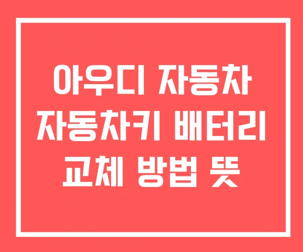 아우디 자동차 자동차키 배터리 교체 방법 뜻
