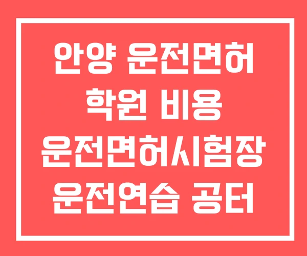 안양 운전면허 학원 비용 운전면허시험장 운전연습 공터
