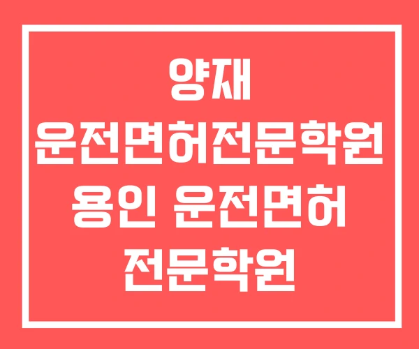 양재 운전면허전문학원 용인 운전면허 전문학원