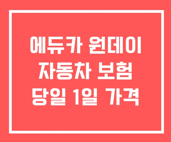 에듀카 원데이 자동차 보험 당일 1일 가격 에듀카 원데이 자동차 보험 당일 1일 가격