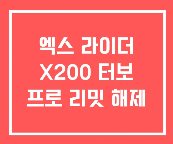 엑스 라이더 X200 터보 프로 리밋 해제