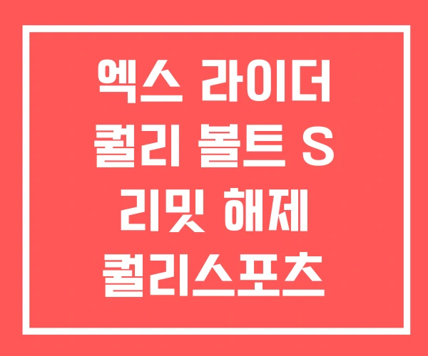 엑스 라이더 퀄리 볼트 S 리밋 해제 퀄리스포츠