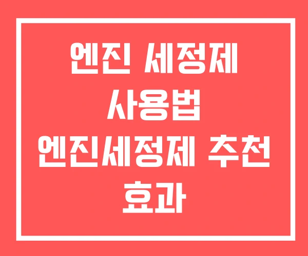 엔진 세정제 사용법 엔진세정제 추천 효과
