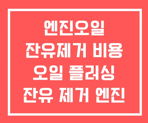 엔진오일 잔유제거 비용 오일 플러싱 잔유 제거 엔진 손상