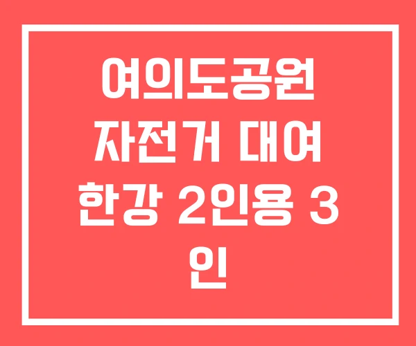 여의도공원 자전거 대여 한강 2인용 3 인
