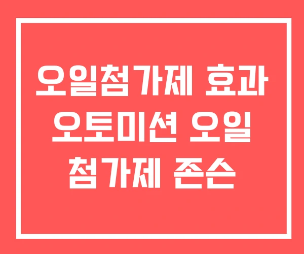 오일첨가제 효과 오토미션 오일 첨가제 존슨