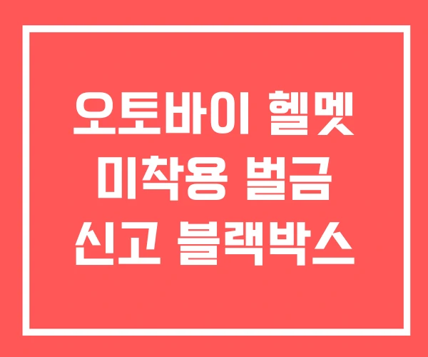 오토바이 헬멧 미착용 벌금 신고 블랙박스