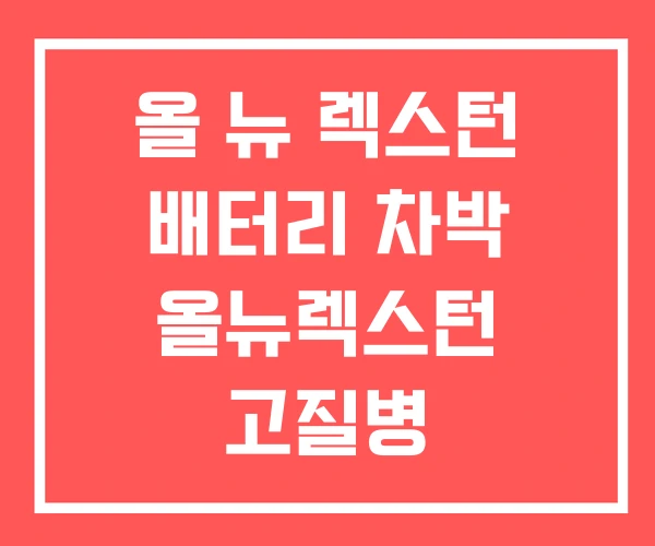 올 뉴 렉스턴 배터리 차박 올뉴렉스턴 고질병