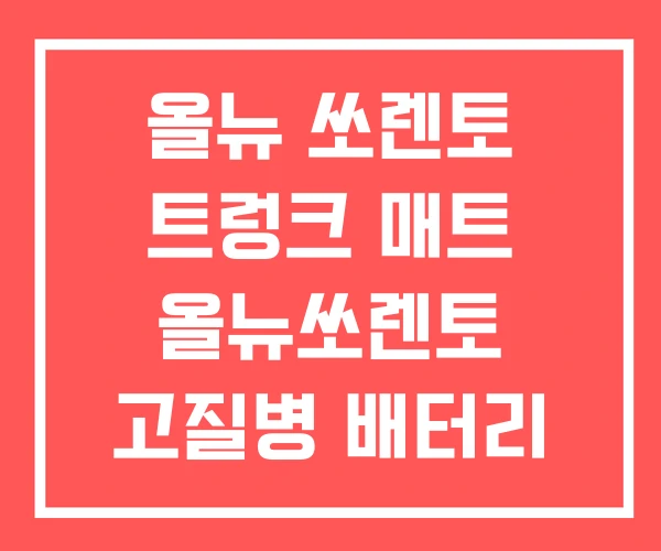 올뉴 쏘렌토 트렁크 매트 올뉴쏘렌토 고질병 배터리