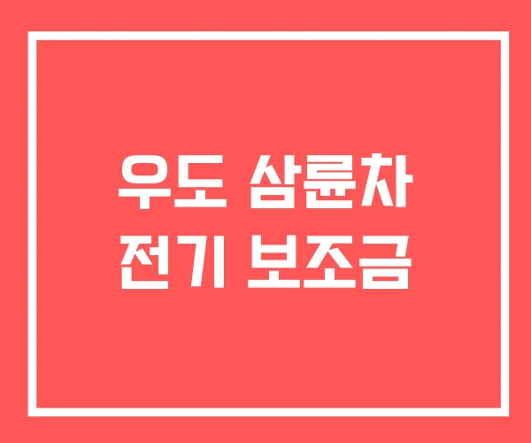 우도 삼륜차 전기 보조금