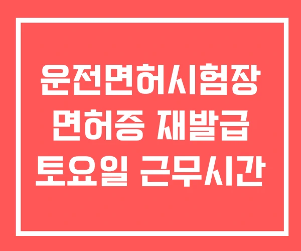 운전면허시험장 면허증 재발급 토요일 근무시간