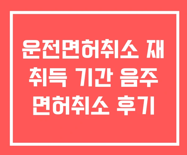 운전면허취소 재 취득 기간 음주 면허취소 후기