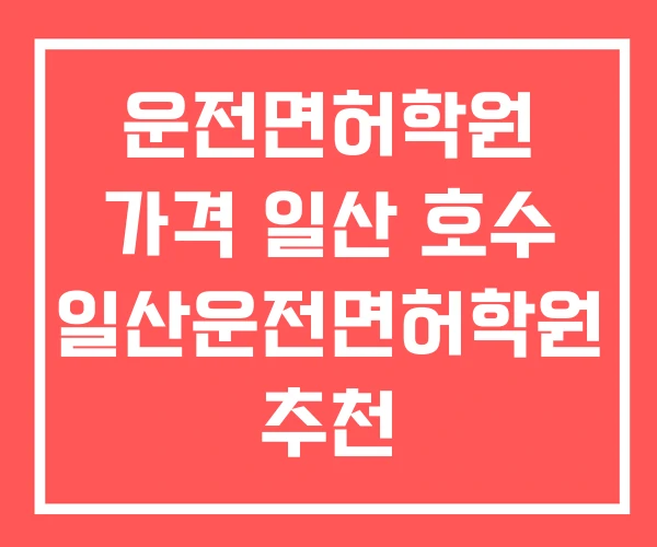 운전면허학원 가격 일산 호수 일산운전면허학원 추천