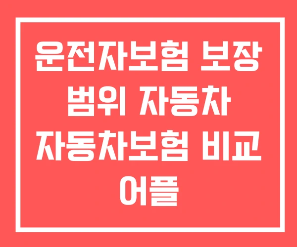 운전자보험 보장 범위 자동차 자동차보험 비교 어플