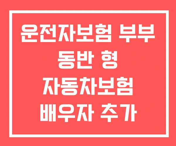 운전자보험 부부 동반 형 자동차보험 배우자 추가 운전자보험 부부 동반 형 자동차보험 배우자 추가