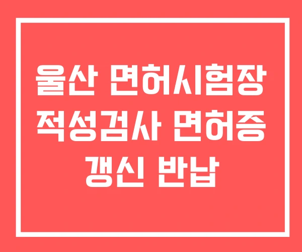 울산 면허시험장 적성검사 면허증 갱신 반납