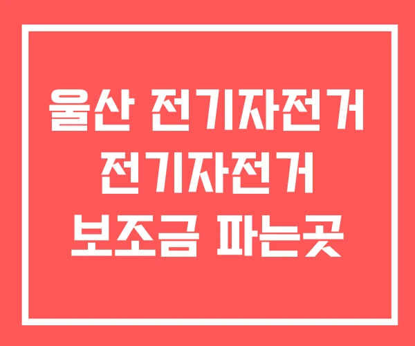 울산 전기자전거 전기자전거 보조금 파는곳