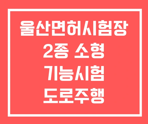 울산면허시험장 2종 소형 기능시험 도로주행