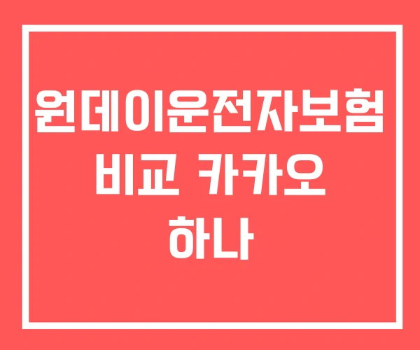 원데이운전자보험 비교 카카오 하나