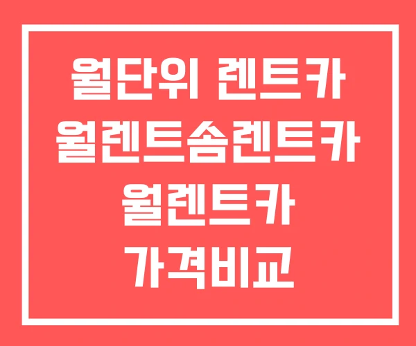 월단위 렌트카 월렌트솜렌트카 월렌트카 가격비교