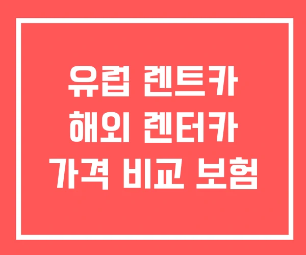 유럽 렌트카 해외 렌터카 가격 비교 보험