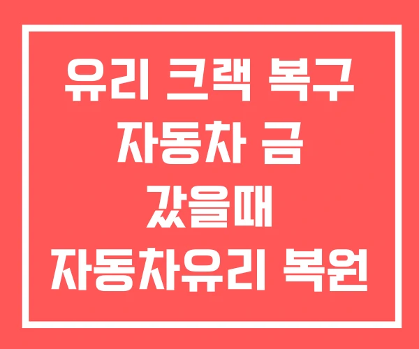 유리 크랙 복구 자동차 금 갔을때 자동차유리 복원