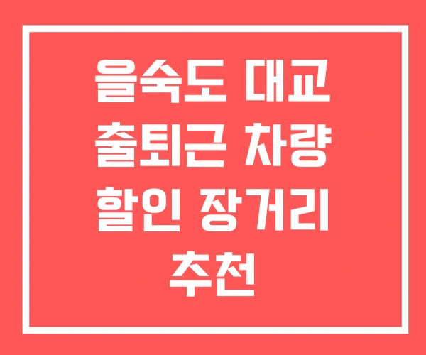 을숙도 대교 출퇴근 차량 할인 장거리 추천