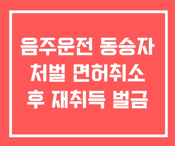 음주운전 동승자 처벌 면허취소 후 재취득 벌금