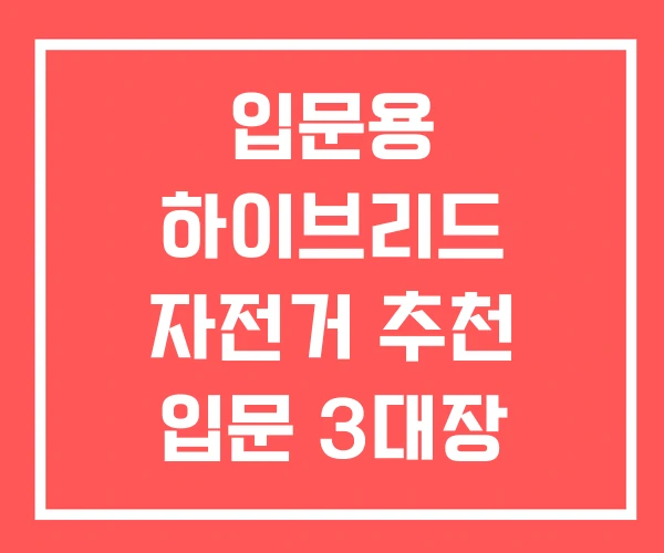 입문용 하이브리드 자전거 추천 입문 3대장