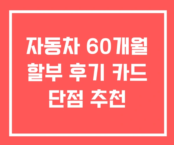 자동차 60개월 할부 후기 카드 단점 추천