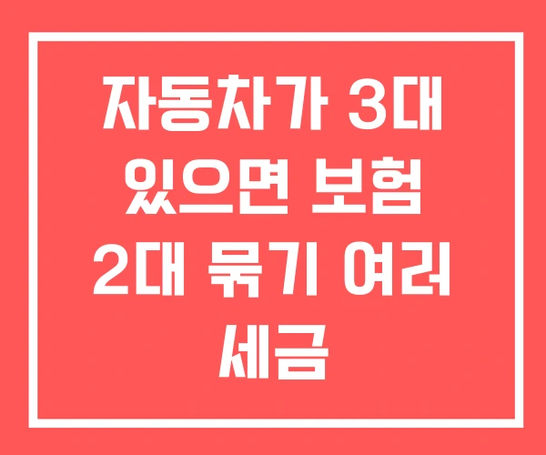 자동차가 3대 있으면 보험 2대 묶기 여러 세금