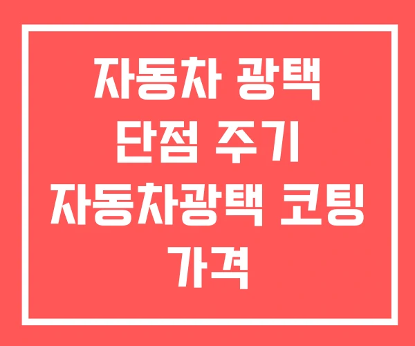 자동차 광택 단점 주기 자동차광택 코팅 가격